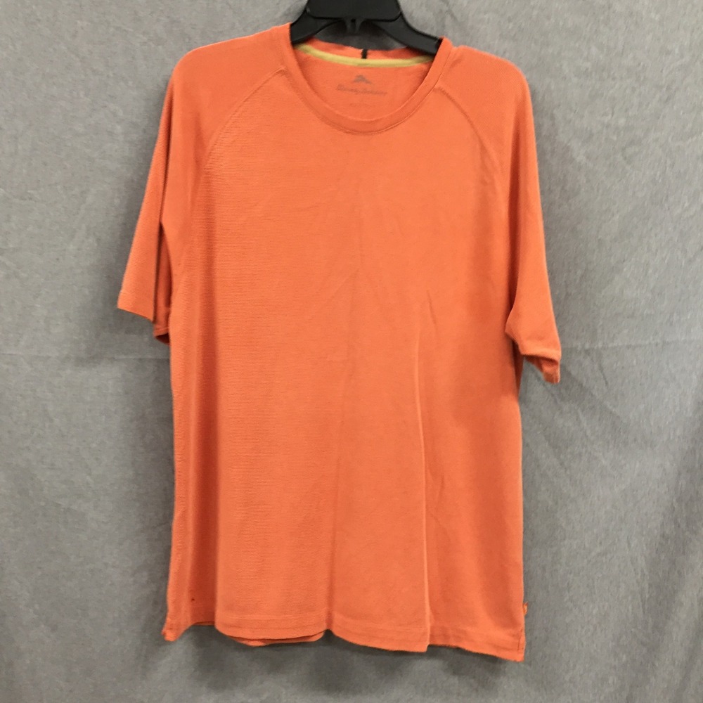 Tommy Bahama Mens Large Orange Waffle Knit Raglan Short Sleeve T-Shirt Casual